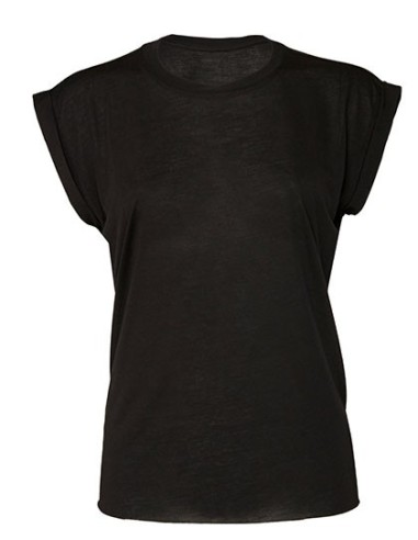 B-8804-Womens Flowy Muscle Tee With Rolled Cuff